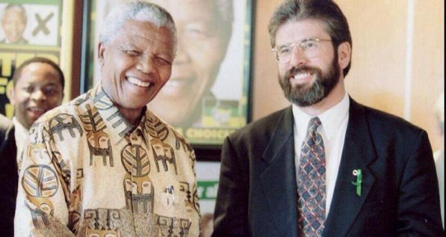 Nelson Mandela with Gerry Adams