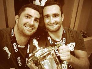 Dave Kearney (right) and older brother Rob with the Six Nations title earlier this year