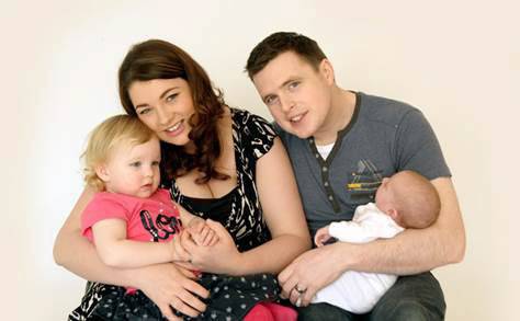 Becky Durnin, her husband Peter and daughters Trinity and Saoirse